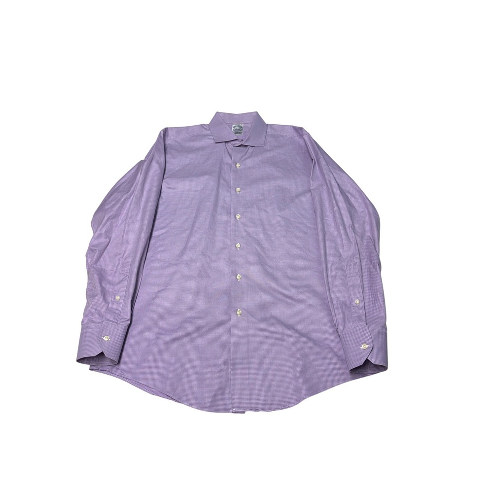 VTG Brooks Brothers Makers Purple Micro Check Cotton Dress Shirt Men 16-34 USA